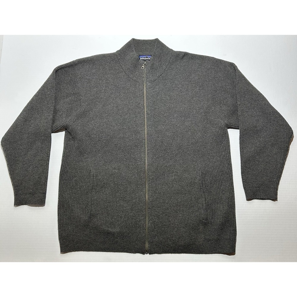 VINTAGE Patagonia Sweater Men's Large Drivers Knit Full Zip Jacket Ribbed 90s